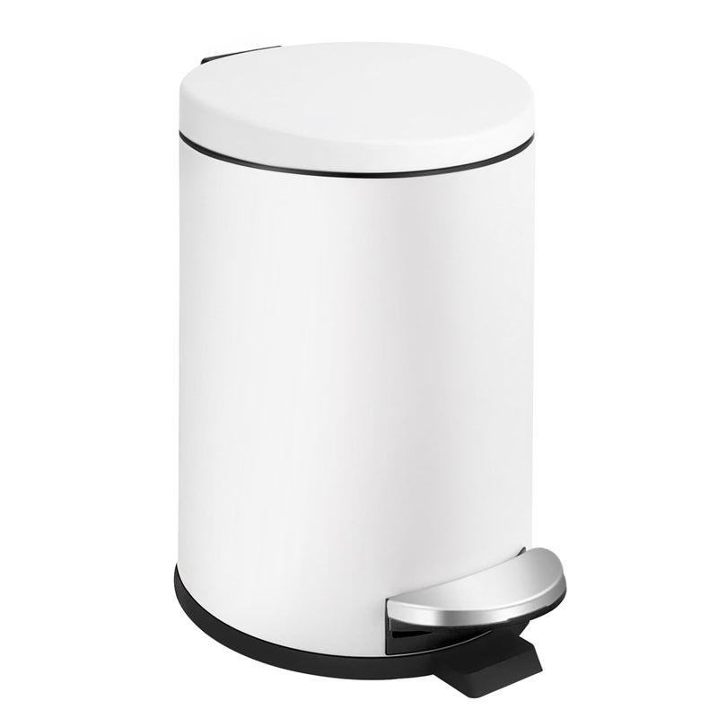 TIPGO Small Trash Can with Lid Soft Close, 4.5 Liters / 1.2 Gallon Bathroom Garbage Can, Mini Step Trash Bin, Stainless Steel Wastebasket for Bathroom, Bedroom, Office (White) - Image 1
